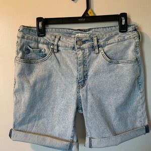 Seven7 Light Blue Rolled Cuff Denim Bermuda Shorts